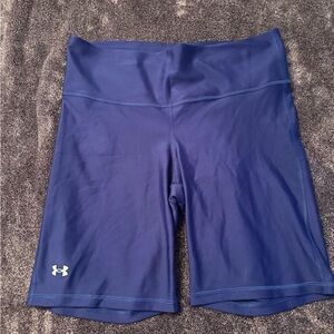 Underarmour long compression shorts, royal blue, size large